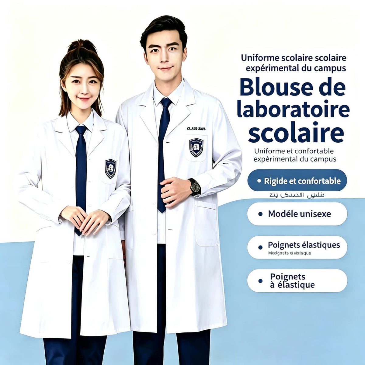 Blouse scolaire, autre personnalisable en fonction du logo